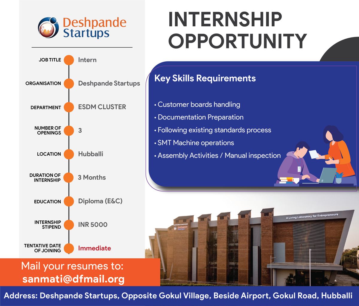 ESDM Cluster internship opportunity flyer