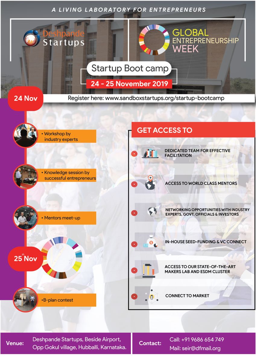 Global Entrepreneurship Week 2019 startup bootcamp flyer