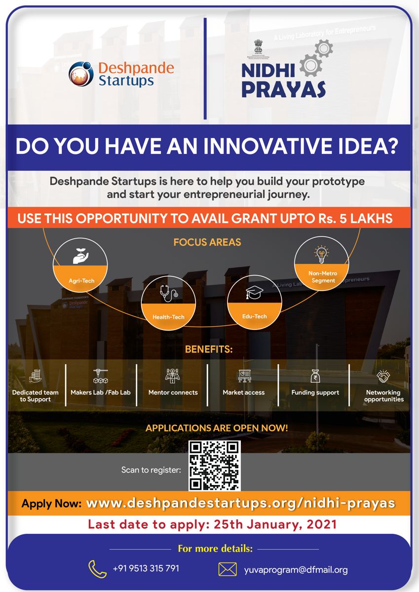 NIDHI PRAYAS 2.0 flyer inviting innovative ideas