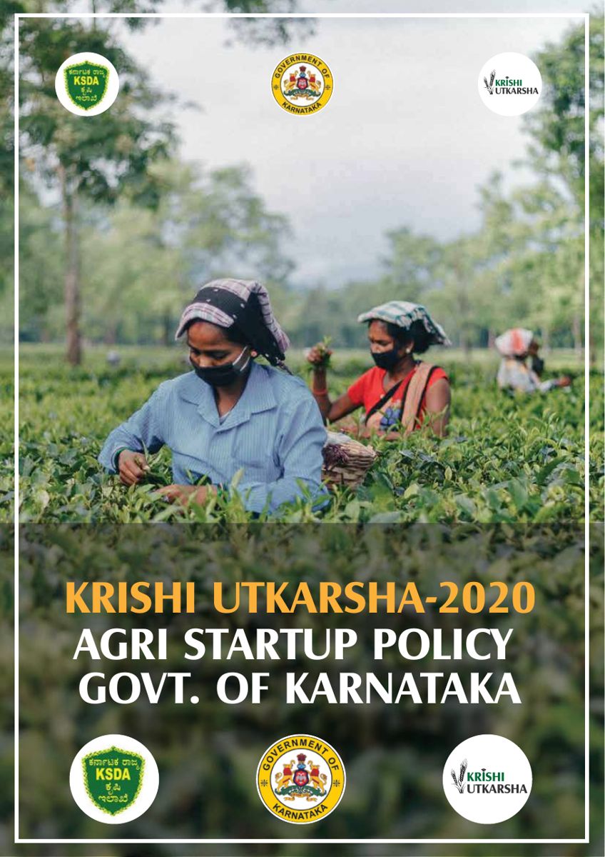 Cover of the Krishi Utkarsha 2020 agri startup policy, Government of Karnataka
